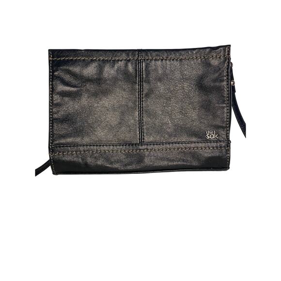 The Sak Iris Leather Crossbody Clutch Purse Classic Black Bag Small Boho - Picture 1 of 12
